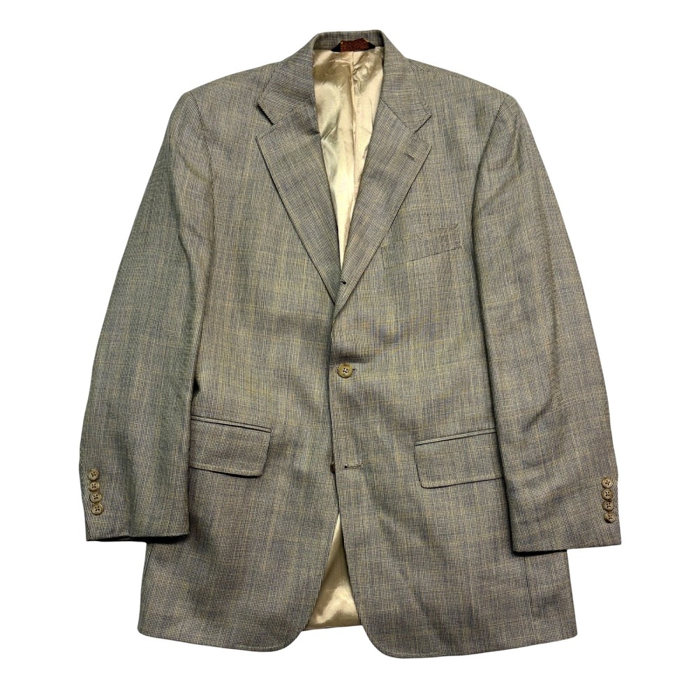 vtg J Press 40S Beige Micro Houndstooth Blazer Jacket Sport Suit Coat USA Wool